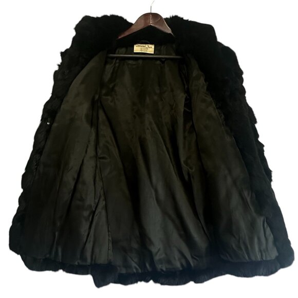 Vintage Black Rabbit Fur Coat Size M Somerset Furs Hong Kong Mob Wife - Picture 6 of 10